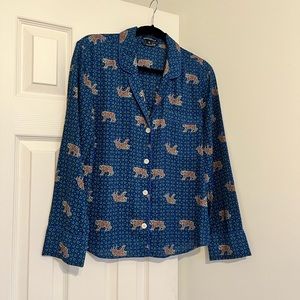 J. Crew Mercantile tiger print pajama style button down top